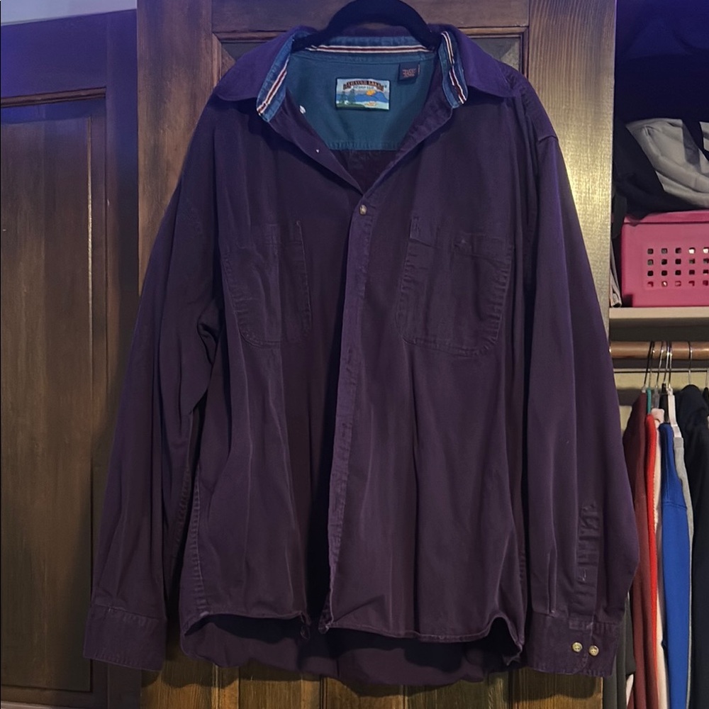 Purple Lightweight Shirt Jacket with Folded Collar